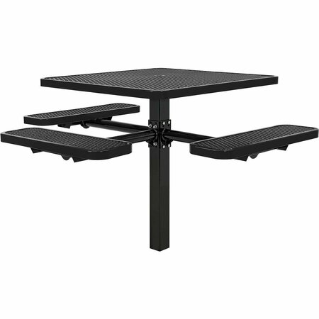 GLOBAL INDUSTRIAL 46in Square Picnic Table, In Ground Mount, ADA Compliant, Black 695295BK